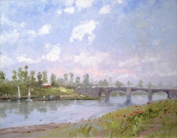 Paisajes Painting - La escena natural de la orilla del río